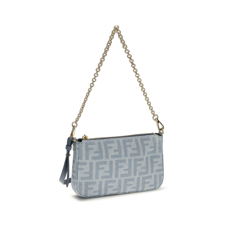 Blue cotton clutch bag-null