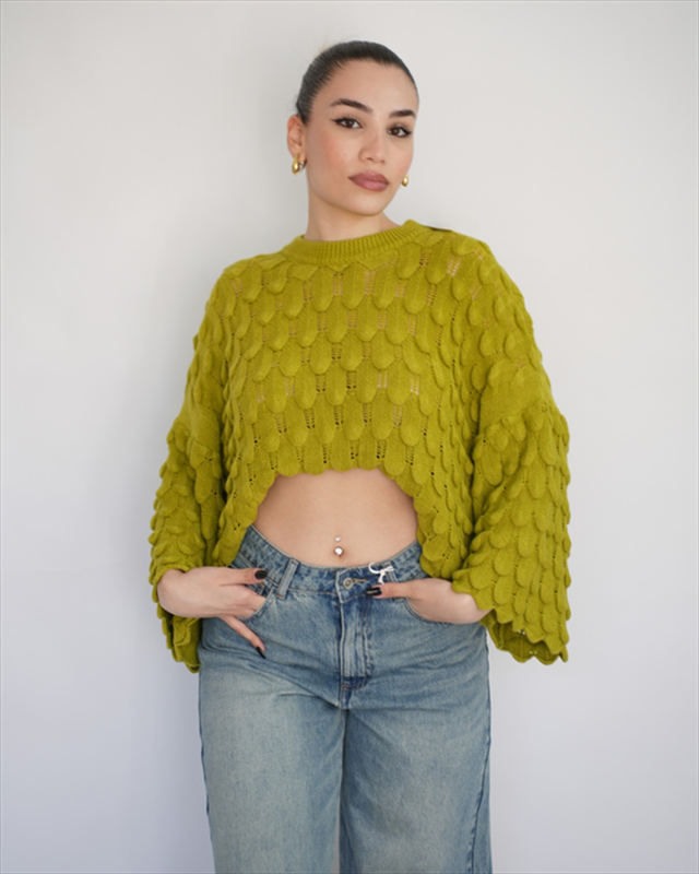Textured knit top 0168-null