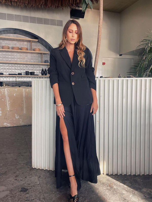 Maxi skirt split off leg image number null