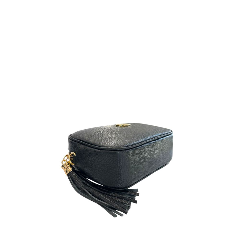 Black cowhide leather women crossbody-null