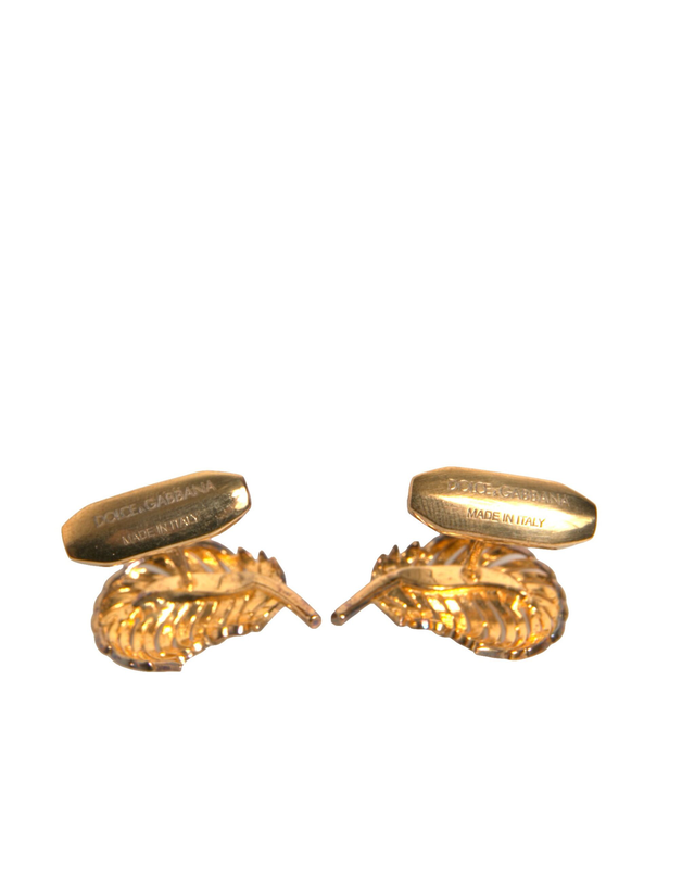 Gold 925 sterling silver crystal leaf cufflink-null