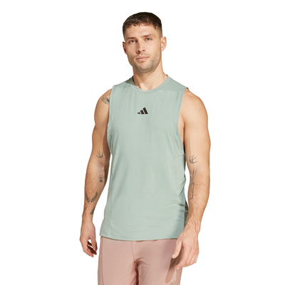 Adidas men's designed for training workout tank top, Silver Green, medium