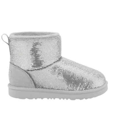 Classic mini mirror ball kids boot, Silver, medium