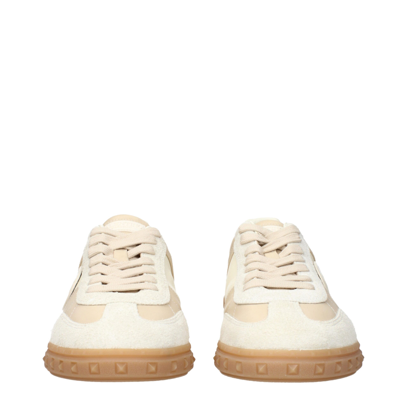 Beige fabric low top sneakers-null