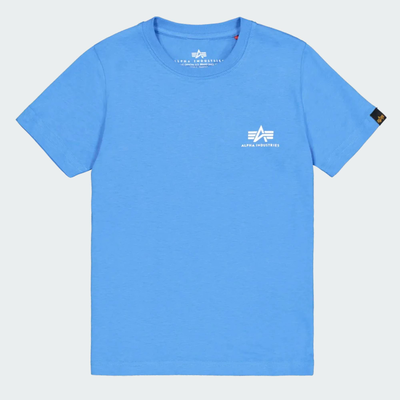 Basic t shirt small logo kids, Blue, medium