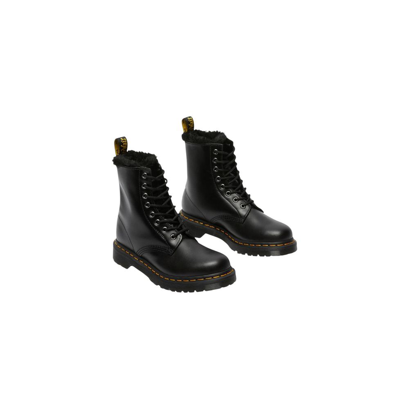 Black leather lace-up boots-null