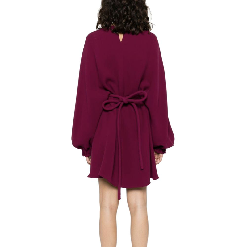 Purple silk casual dress-null