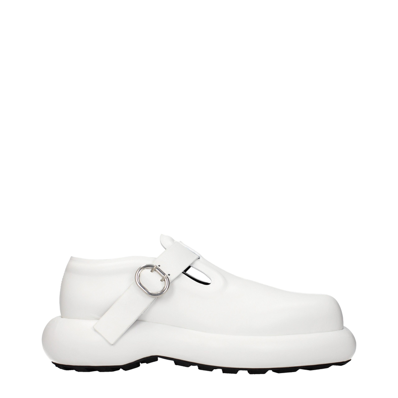 White leather slip-on loafers-null