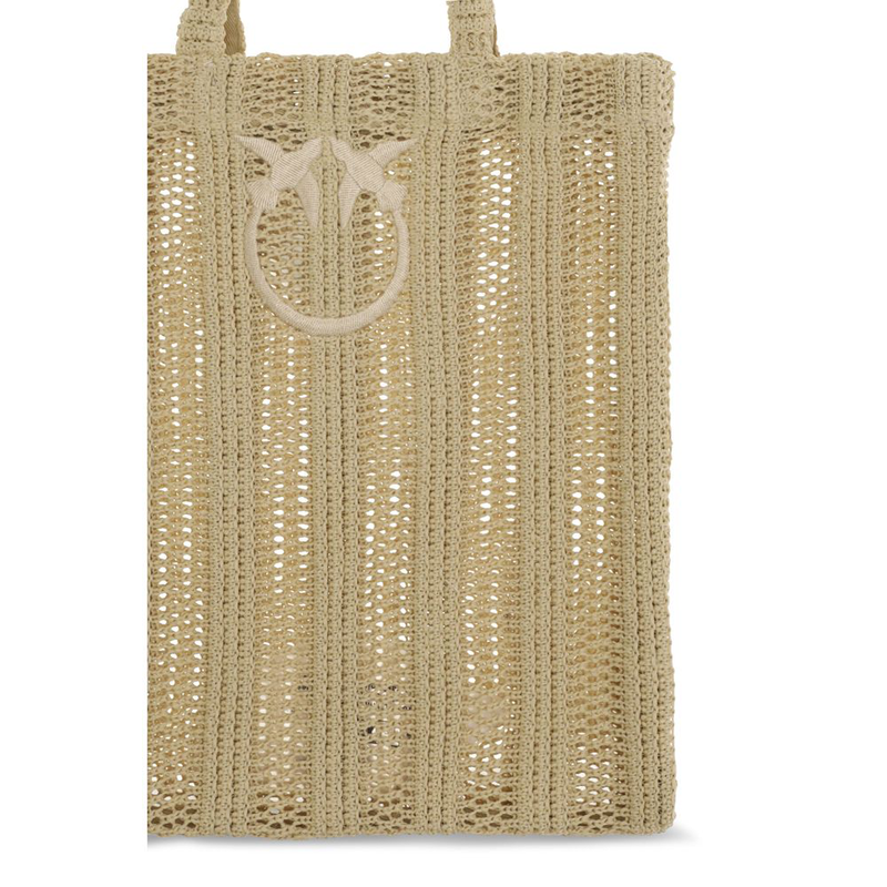 Beige raffia shoulder bag-null