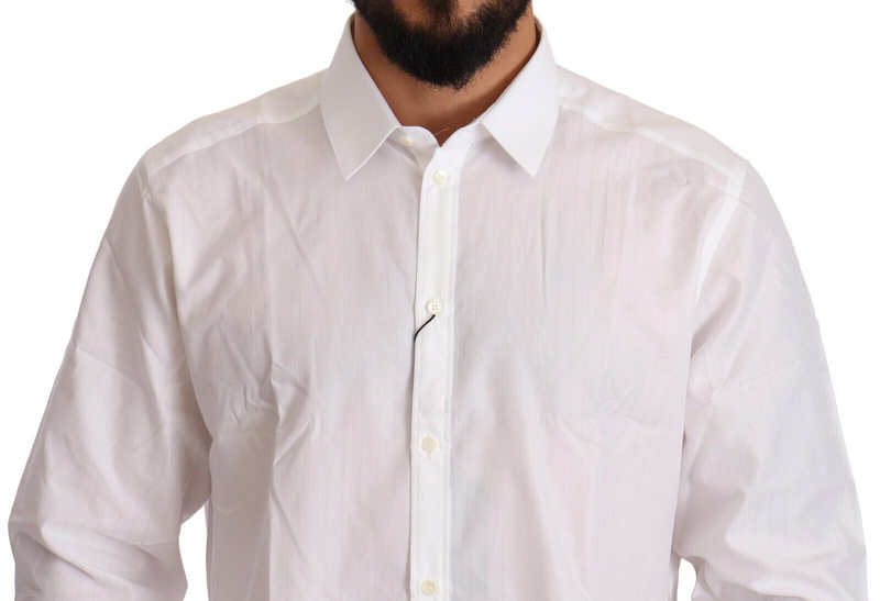 White cotton slim fit men martini shirt-null