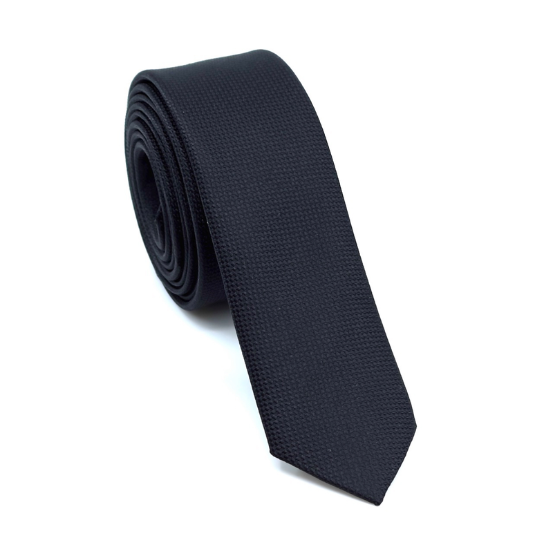 Textured skinny tie with handkerchief image number null
