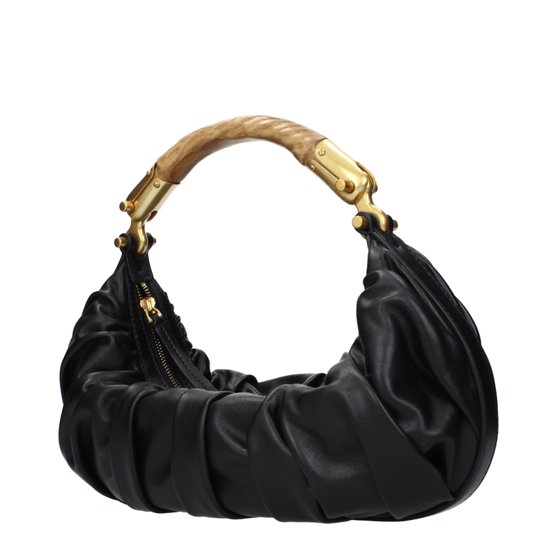 Black leather handbag-null