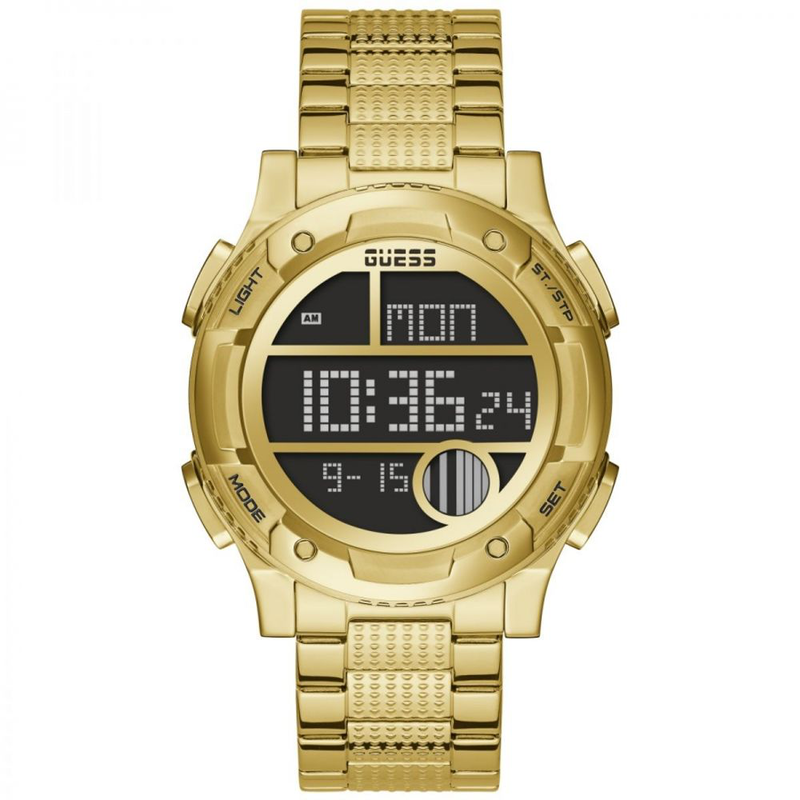 Gold stainless steel digital watch-null