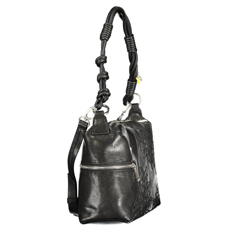 Black polyurethane women's handbag-null