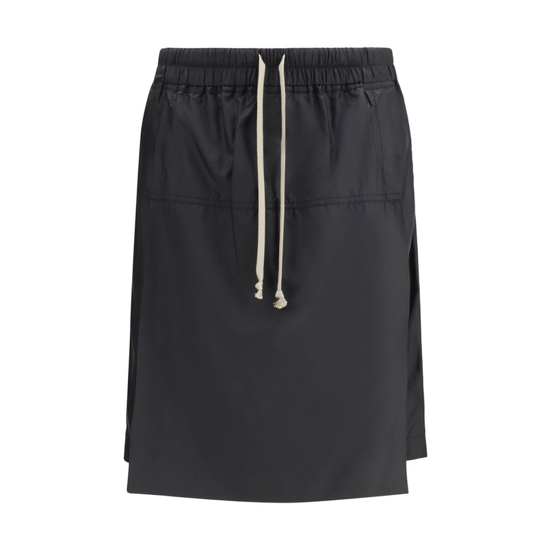 Black polyester bermuda shorts-null