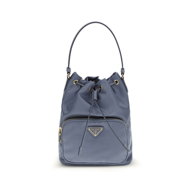 Blue polyamide backet bag, Blue, medium