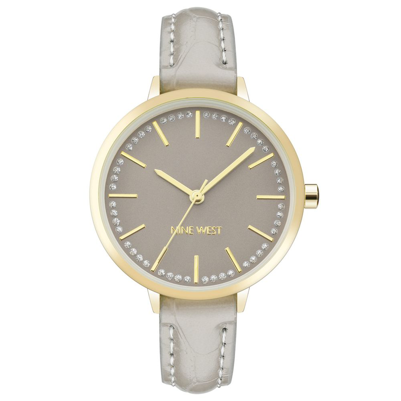 Gray leather dress watch-null