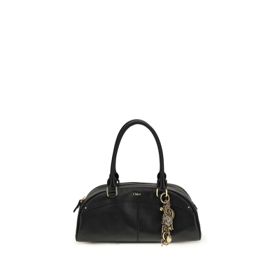 Black calf leather bos taurus handbag, Black, medium