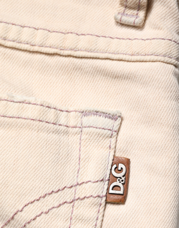 Beige low waist cotton slim fit denim trousers jeans-null