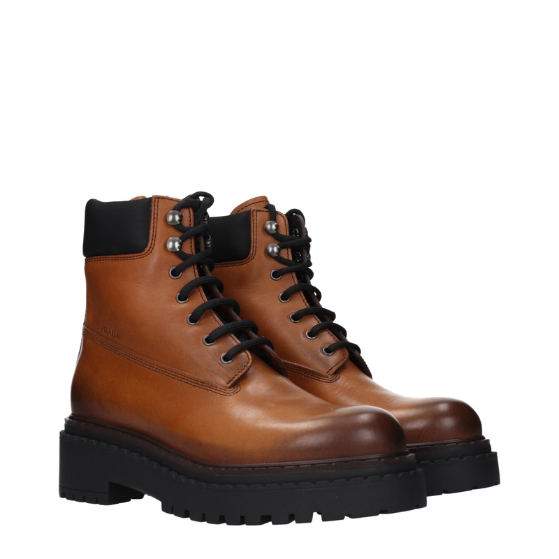 Brown leather ankle boots-null