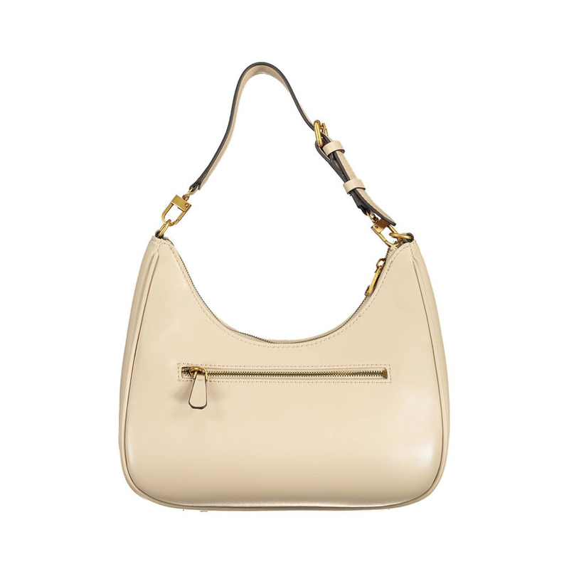Beige polyurethane women's shoulder bag-null