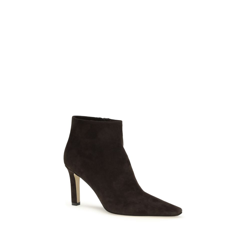 Brown lamb leather ankle boots-null
