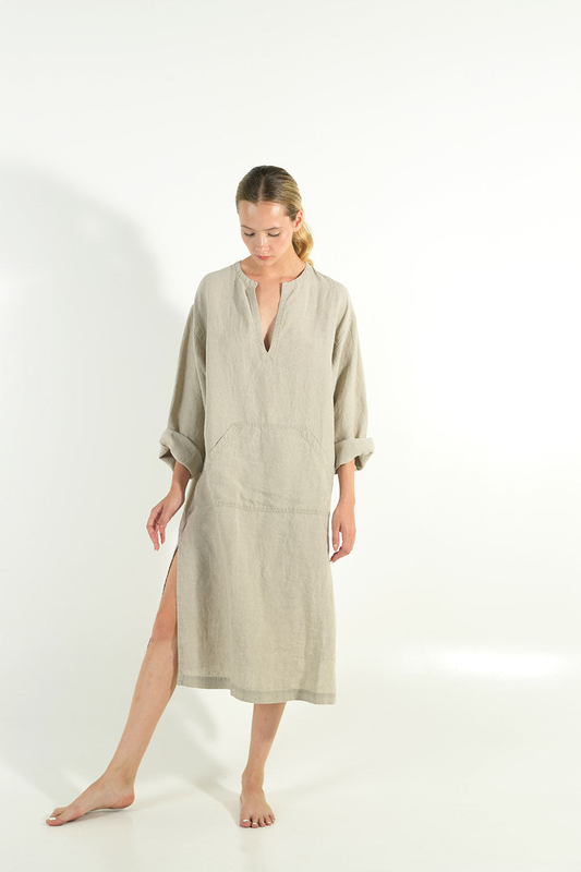 Jeff midi linen dress-null