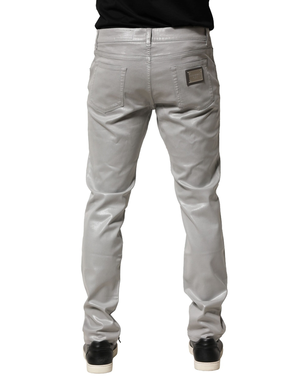 Silver cotton stretch slim denim jeans-null