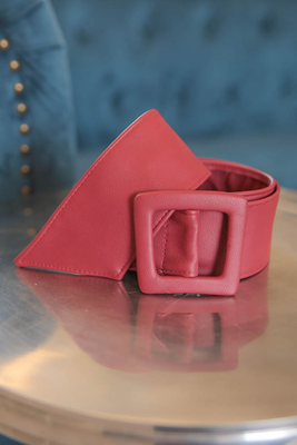 Faux leather belt bordo
