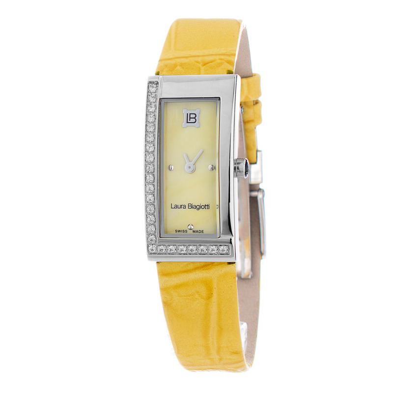 Bicolor leather dress watch-null