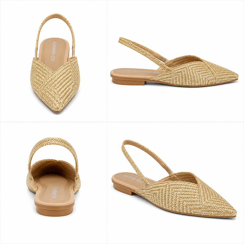 Elodie straw pointed flats - gold-null