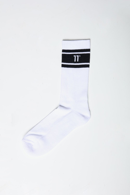 11 degrees core stripe socks, White, medium