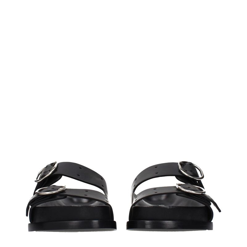 Black leather slippers-null