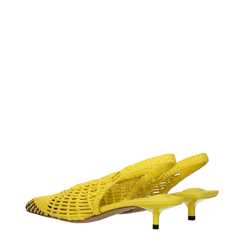 Yellow leather flat sandals-null