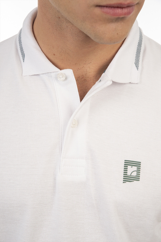 Rebase polo pique melange collar logo-null