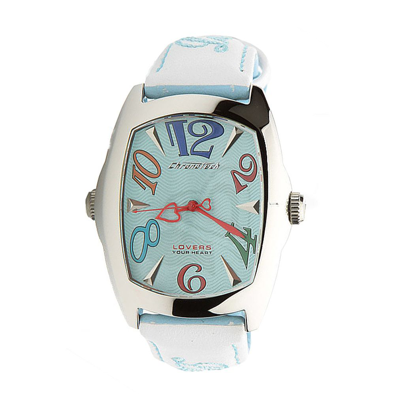 Blue leather dress watch-null