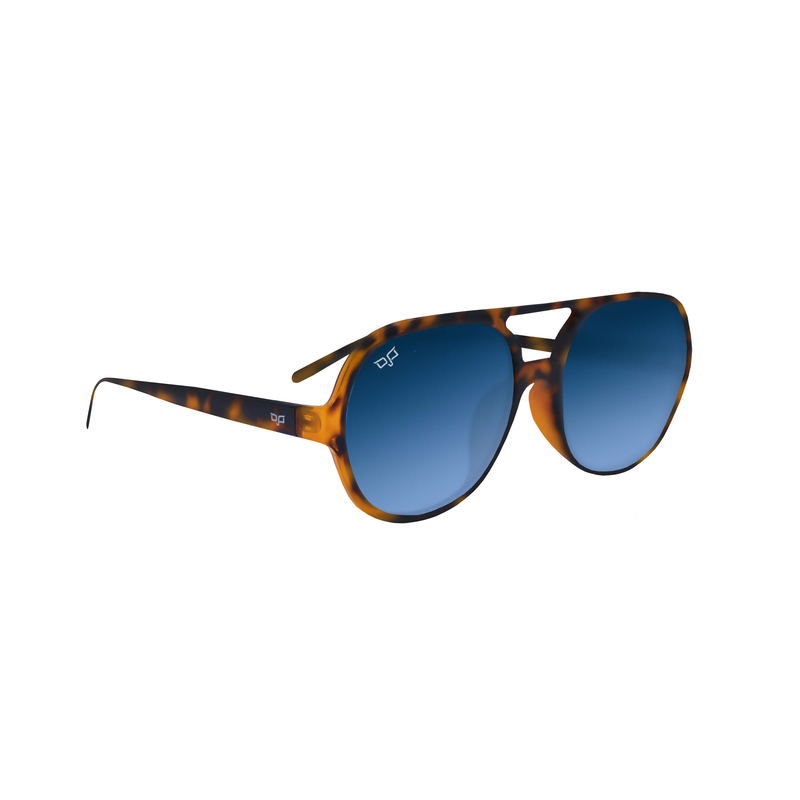 OJO man sunglasses round shell brown frame and temples with gradient blue polarised lenses rx image number null