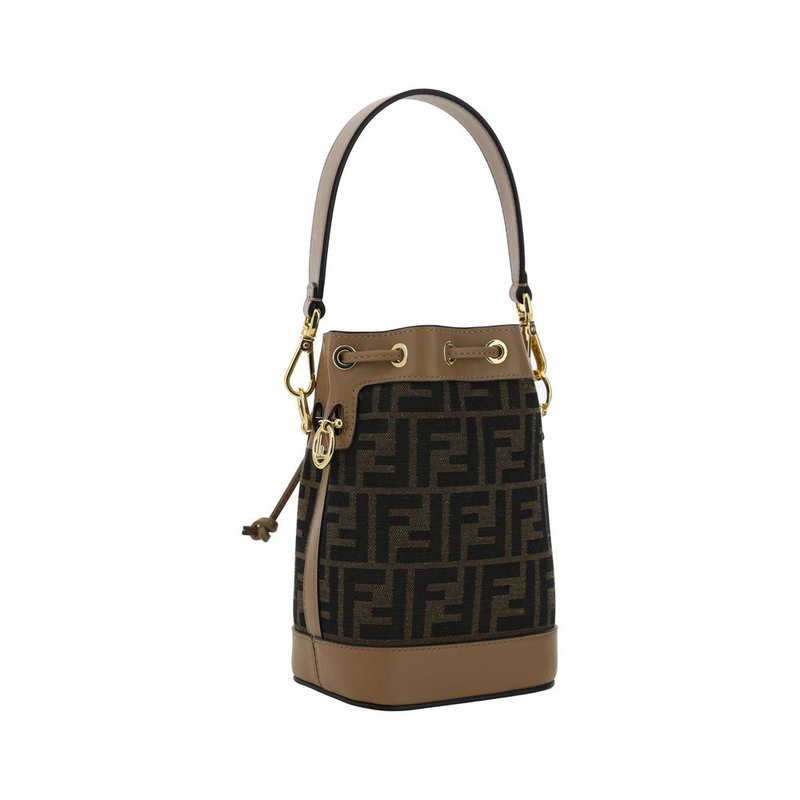 Brown polyester backet bag-null