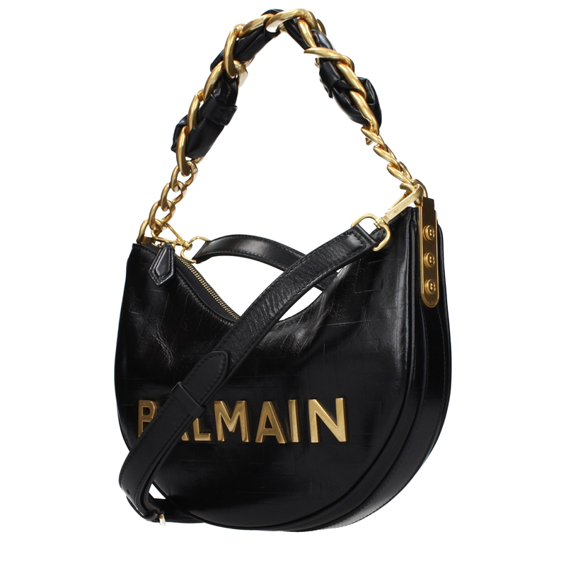 Black leather shoulder bag-null