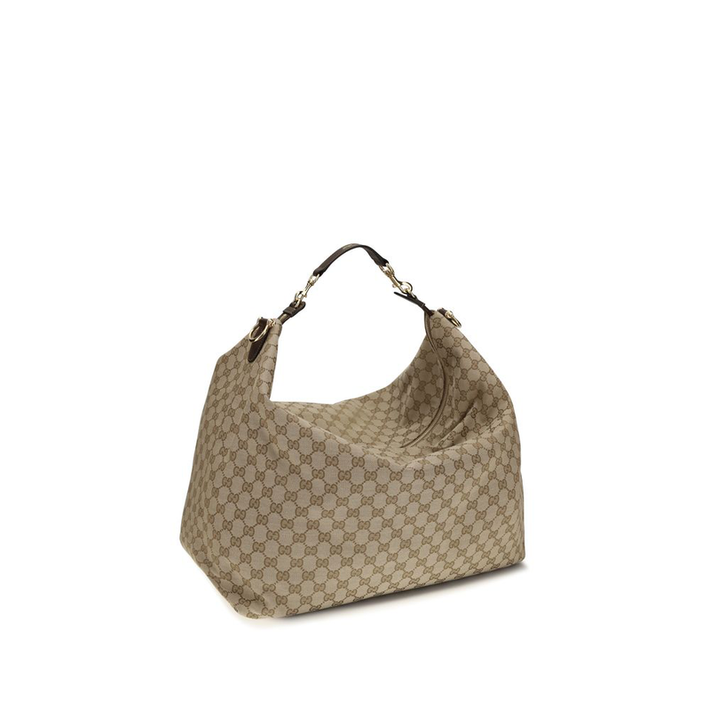 Beige fabric shoulder bag-null