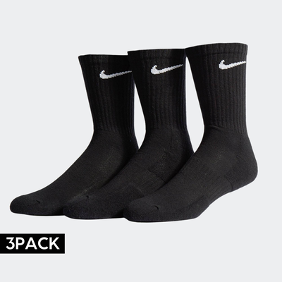 Everyday 3 pack cushioned crew socks, Black, medium