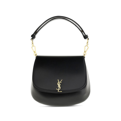 Black calf leather bos taurus handbag, Black, medium