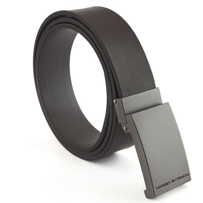 Porsche design business belt with plate buckle 35 dark brown, Dark brown, medium