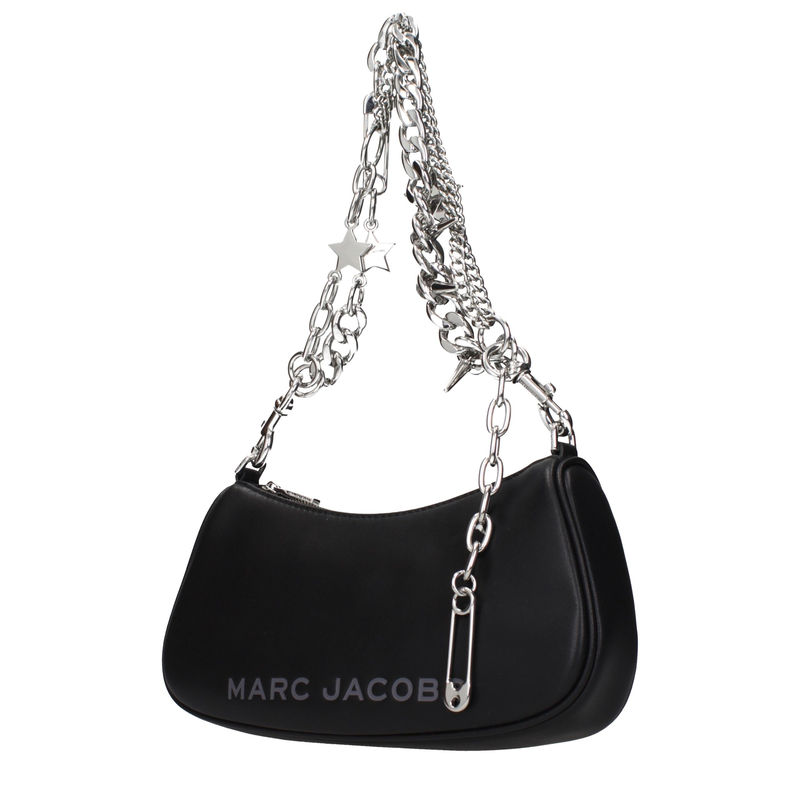 Black leather shoulder bag-null