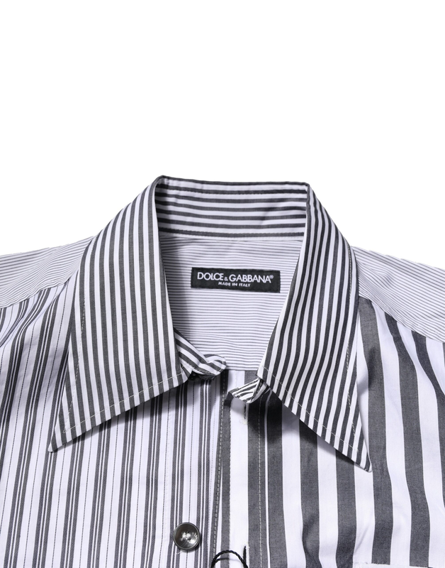 White gray striped cotton men casual shirt-null