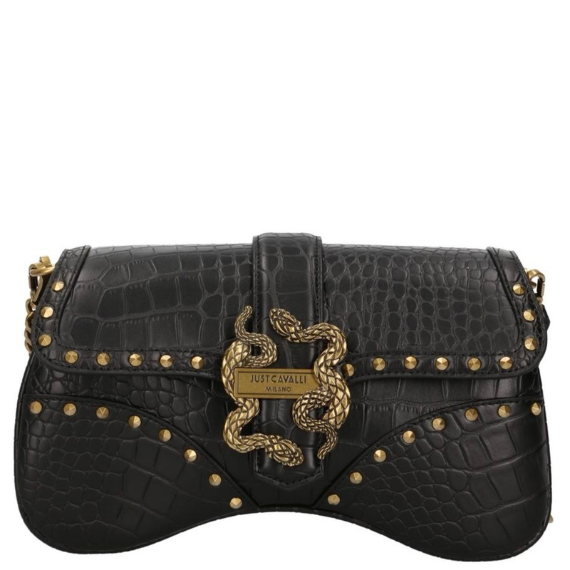 Just cavalli iconic croc studded shoulder bag-null