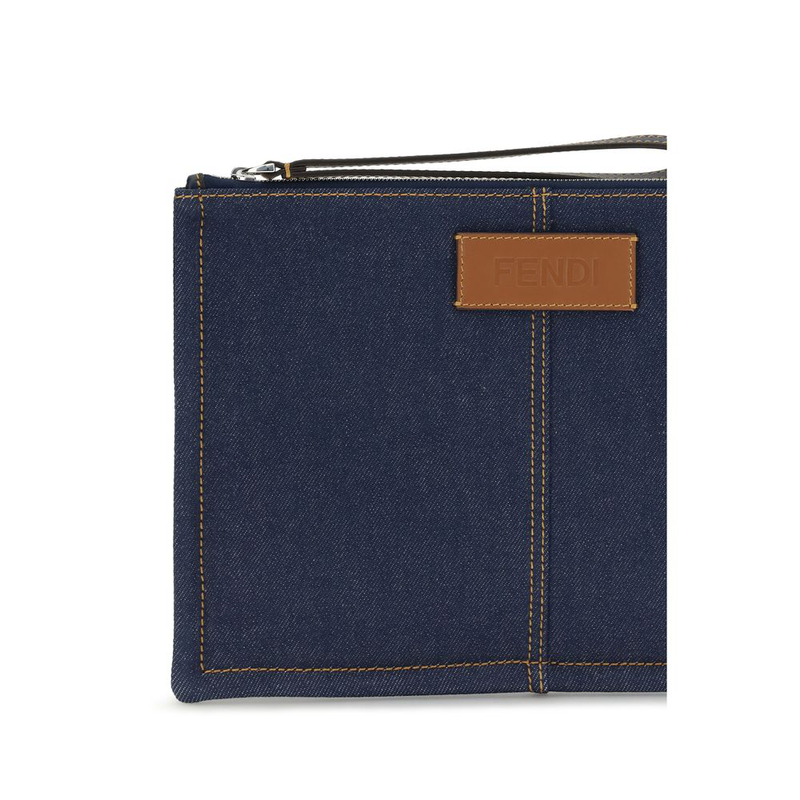 Blue cotton clutch bag-null
