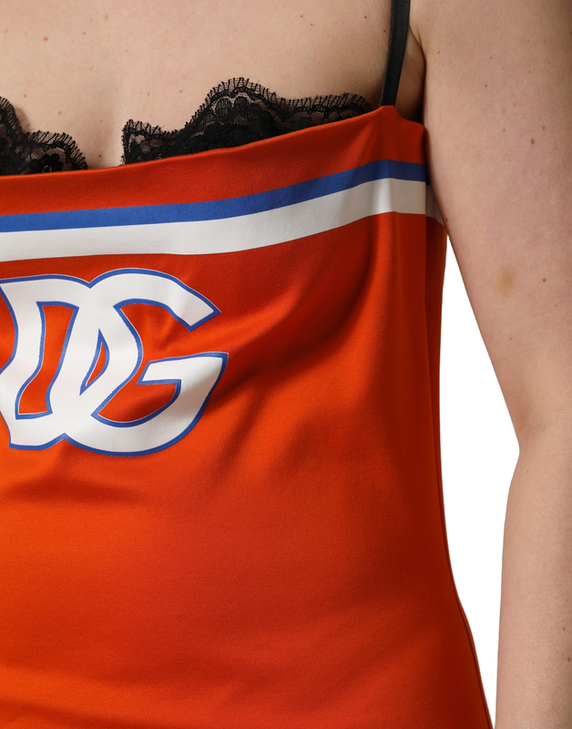 Orange cotton superbowl football inspired mini dress-null