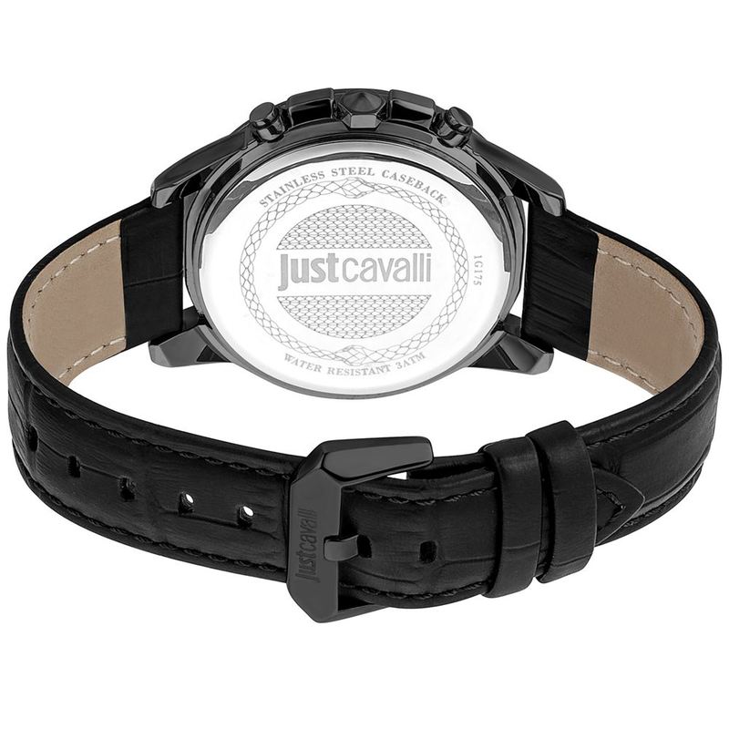 Black leather dress watch-null