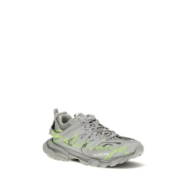 Gray polyester athletic sneakers-null